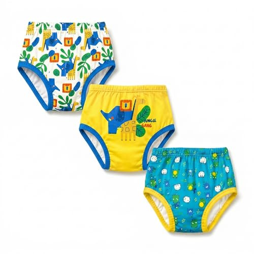 Ellepi Culotte d'apprentissage Enfant 100% Coton, Lot de 3 Culottes d'Entraînement Garçon et Fille avec Insert Absorbant Imperméable, Apprentissage de la Propreté