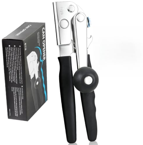 Acquwistach Manual Can Opener Heavy Duty - Stainless Steel Hand Crank Can Opener with Comfortable Handle, Smooth Edge for Seniors, Arthritis, Kitchen & Home Use