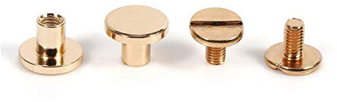 10 Set di Viti a Bottone in Ottone Massiccio, Rivetti in Ottone, per Cintura Rivetti in Pelle Fai da Te, Oro (5/6,5/8 mm)