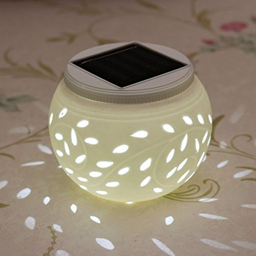 MASUNN Color Cambiante De Cerámica Led De Luz Solar De La Lámpara del Sol Mesa Redonda Jardín