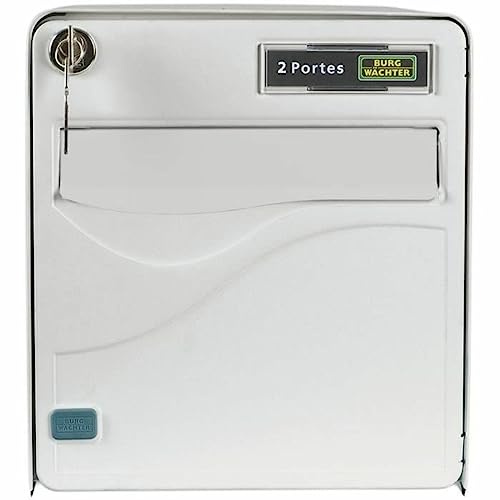 BURG-WÄCHTER Boîte aux Lettres Agréée La Poste, 2 Portes, 526 BL BALtic, Blanc, en Acier Galvanisé, Avec Porte à Ouverture Totale et Stop-Courrier (Porte bloquée à 120°)