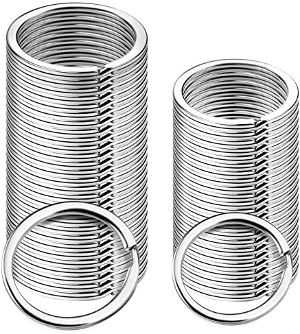 Sopito Flat Split Key Rings, 25mm & 28mm for Home Keys DIY Crafts, 100Pcs | Durable Nickel Plated Alloy Metal, Easy-Open Split Rings, Ideal for Home Office Use, Car Keyring, Pet Pendants & DIY Craft