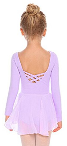 Beyove Mädchen Tanzkleid Langarm Rückenfrei Ballettkleid mit High Low Saum