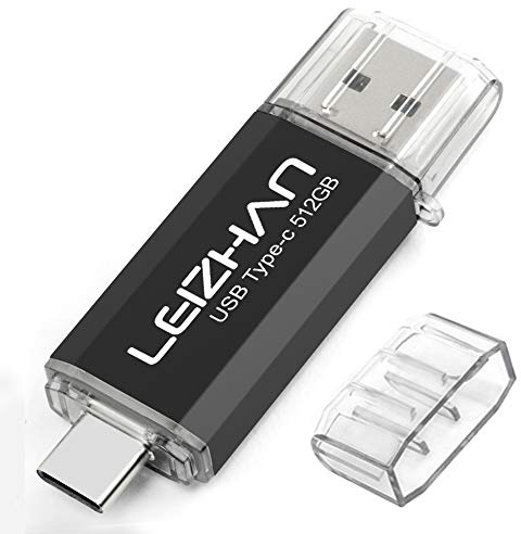 LEIZHAN USB Stick 512GB Type C Memory Stick OTG Speicherstick 2-in-1 Flash Drive USB 3.0 Pen Drive für PC/Laptop/Notebook, und andere USB-C (512GB,Black)