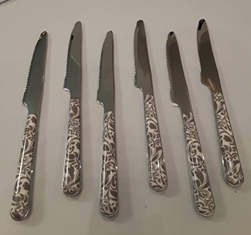 NEVA POSATERIA CREATIVA Emporio Zani Set 6 COLTELLI Vintage Tortora