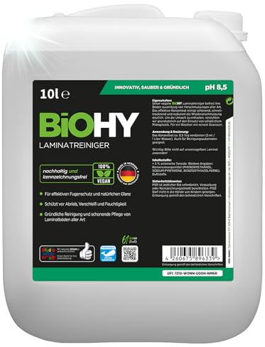 BiOHY Nettoyant pour stratifiés (Bidon de 10l) | Soin du bois précieux grâce à une combinaison de tensioactifs spécialement adaptée | réduit le resalissement (Laminatreiniger)