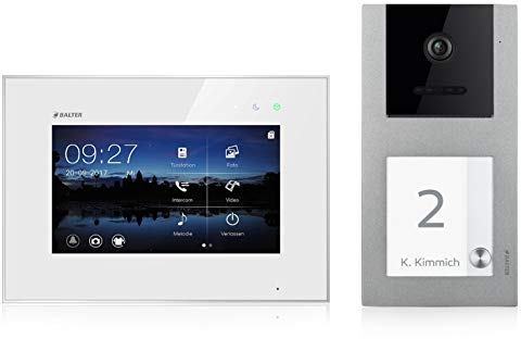 Balter EVO Video Türsprechanlage, Touchscreen, 7 Zoll Monitor, Smartphone App, 2-Draht Bus, Aufputz Türstation für 1 Familienhaus, 1 Türklingel, RFID Funktion (1 Monitor, Ohne App)