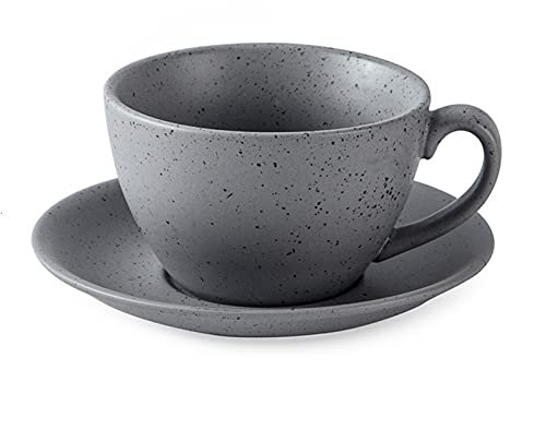 Tasses Coupe-café céramique et soucoupes Cappuccino Latte Café Coupe de lait Restaurant Tasse d'espresso Style Italien Tasse à thé de l'après-midi, 250 ml, Ciment Gris Tasse de café