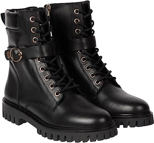 Tommy Hilfiger kvinnors spänne snörning stövel Fw0fw06734 låg, Svart, 37 EU