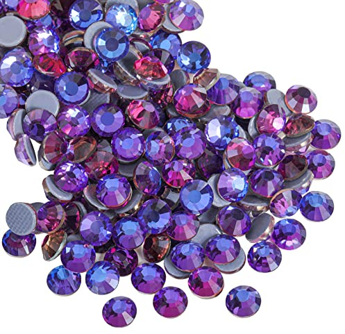 Beadsland 288pz Strass Termoadesivi Hotfix, Retro Piatto, Pietre in Cristallo, per Fai Da Te, per Decorazione di Vestiti,Velluto viola,SS30,Misura di 6,3-6,5 mm