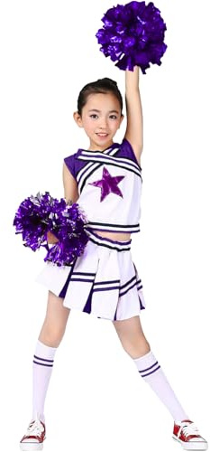 LOLANTA Costumes de pom-pom girl pour filles avec pompons et chaussettes, déguisement d'Halloween pour enfants, tenue de pom-pom girl, 4-13 ans