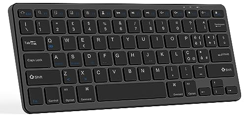 Tastiera Bluetooth Senza Fili Ultra-sottile Compatibile con iOS/Android/Windows, Spagnola, per iPad/Mac/iPhone/PC/Laptop/Smartphone/Tablet/Computer QWERTY Layout