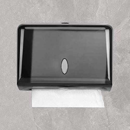 LIROPAU Dispensador De Papel Toalla,Dispensador de Papel de Manos de Comercial de Montaje en Pared,para Papel Secamanos Plegadas en C, en Z e Intercaladas,Admite 200 Toallas - Negro