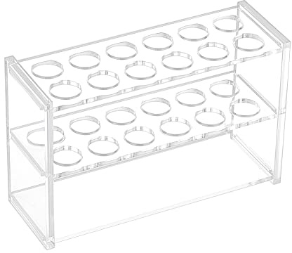 OLYCRAFT Portoir pour Tubes à Essai en Verre Transparent 12 Douilles Présentoirs pour Tubes à Essai Portoir pour Tubes à Centrifuger en Verre Support pour Laboratoire de Chimie - 4.7x14x9 cm