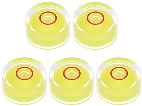 sourcing map 5pcs Ronde Bulle Niveau 18X9mm Mini Circulaire Bulle Niveaux pour Nivellement Appareil Photo Trépied Télescope Atelier Plateau Tournant Photos Cadre, Jaune