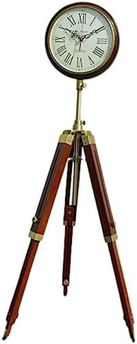 Online Solution 67 Inch Wood Style Vintage Industrial 3 Folding Adjustable Antique Floor Standing Roman Number Clock for Halloween & Thanks Giving Gift - Brown