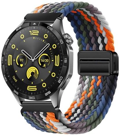 XMUXI Nylon Straps Compatible with Huawei GT6 46mm/GT5/GT4 46mm/GT3 Pro/GT2e Wrist Strap, 22mm Magnetic Stretch Sport Band for Garmin Venu 4 Watch Strap/Venu 3 2/Forerunner 255/265