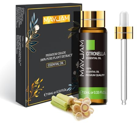 MAYJAM CITRONELLA Ätherisches Öl 10ML, Zitronengrasöl-1 für Diffusor, Luftbefeuchter, DIY, Home，Wardrobes