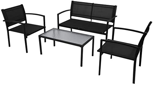 ZQQLVOO Lounge Sessel Terrassenmöbel Terassenmöbel Außen4-tlg. Garten-Lounge-Set Textilene Schwarz