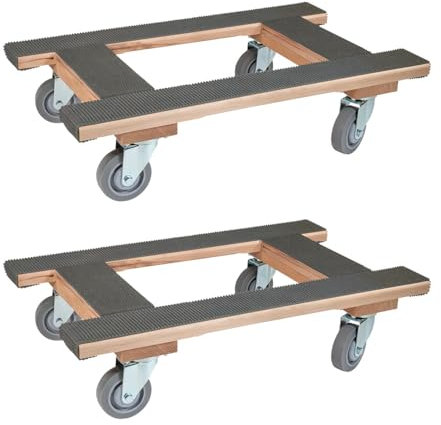 Mytee Products 2 Pack 18x30 H Frame Movers Dolly w/Rubber Tread & 4 Non Marking Wheels - 1000 lbs WLL H Shape 4 Wheel Moving Dolly Cart for Packing & Moving Supplies - Furniture Piano Dolly