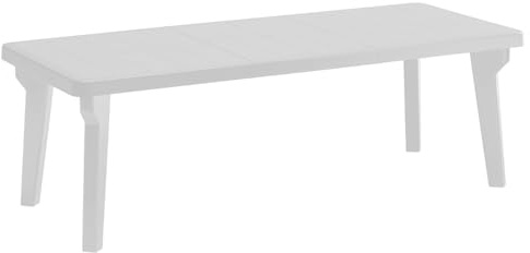 Tomaino - Ausziehbarer Gartentisch aus Kunststoff Berg – Beine abnehmbar und platzsparendes Design 160/220 x 90 x 74 cm – Gartentisch, zusammenklappbar und ausziehbar, Weiß