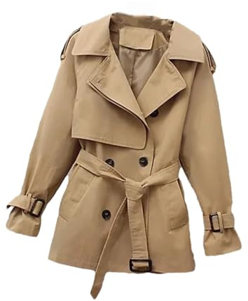 Dvbfufv Manteau Femme Trench Automne Printemps Femme Tout-Match Court Coupe-Vent Manteau Femme Lâche Plus Taille Veste Top, kaki, XXL