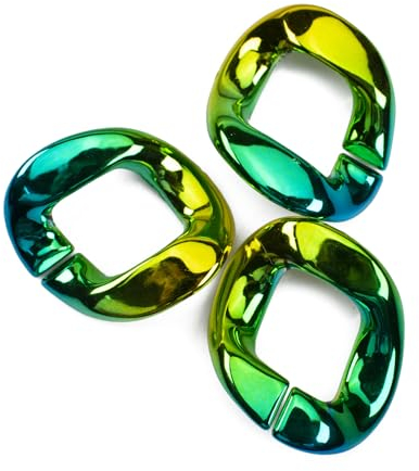 Lationday 100 Stück ABS-Kunststoff, Acryl, UV-Farbverlauf, 35 x 35 mm, Kettenringeinsatz, Gummi-Schnalle, Gepäck, Schmuck, Zubehör, Brillen, Geldbörse, Handykette, DIY Handwerk