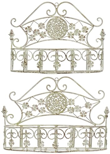 Moritz Wandkörbe Pflanzkörbe 2er Set grau weiß Landhausstil Pflanzkorb Shabby Style Antik Stil