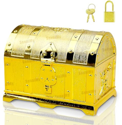 SenaiMy Multifunction Treasure Chest - Adventurous Pirate Treasure Box for Storage, Decorating, Gift - Plastic, 14 * 9.4 * 9.5cm