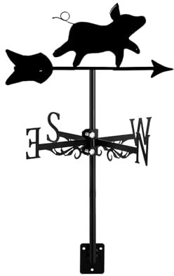 ZNEL Wetterfahne Schwein Tiere Langlebiges Eisen Wetterhahn Metall-Ornament Retro Bauernhof Szene Patio Yard Richtungsanzeiger, Haus, Garten Dekoration, Pig4