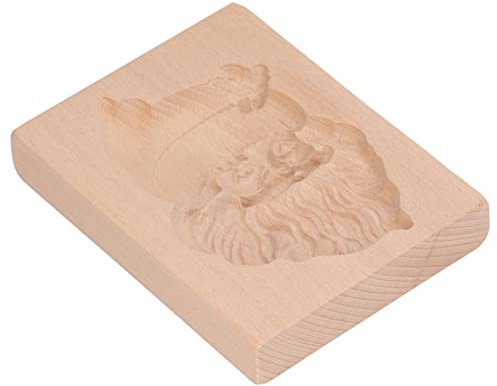 Wooden Cookie Molds New Pattern Carved Wooden Cookie Cutter Kitchen Gingerbread Biscuit Press Stamp Embossing (Father Christmas)