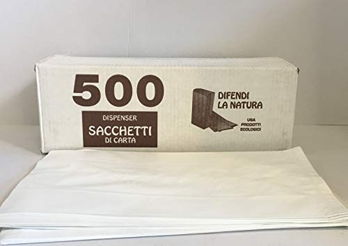 50/100/500 Sacchetti di Carta Bianchi 25x50 cm Sacchetto in Carta Kraft Bianca per Alimenti Pane Dolci DOLCIUMI Articoli da Forno ORTOFRUTTA (100)