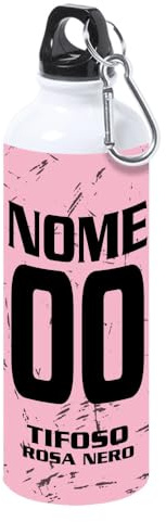Borraccia Termica Tifoso Calcio Serie A Tifoso Milanista Interista Napoletano Personalizzata con nome e numero Misura 23x21 in Alluminio Sublimatico (Tifoso Palermo)