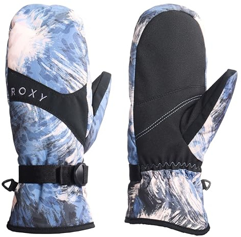 Roxy Women's Jetty Snowboard/Ski Mittens - Waterproof, Touchscreen Technology, Adjustable Wrist Straps, Wild Wind Darknight, Small