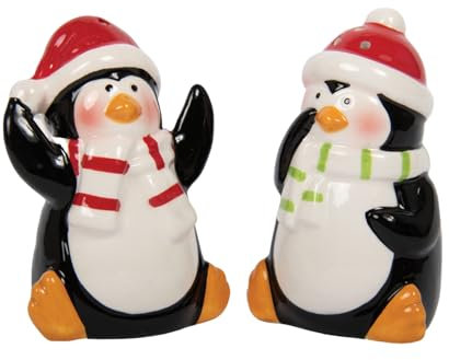 Lesser & Pavey British Designed Salt and Pepper Sets | Salt and Pepper Shaker for All Type of Kitchens | Salt Shaker & Pepper Shaker Perfect for Home or Businesses - Christmas Penguin