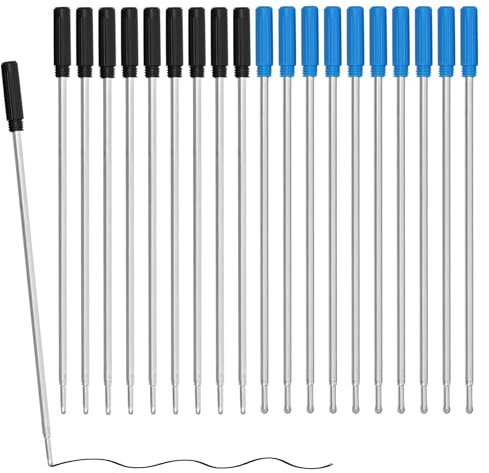 Greacesrio 24 Stück Austauschbare Kugelschreiberminen, Kugelschreiber Ersatzminen, Glattes Schreiben 4,5 Zoll (11,6 cm) und 1 mm Medium Tip (Blau und Schwarz)