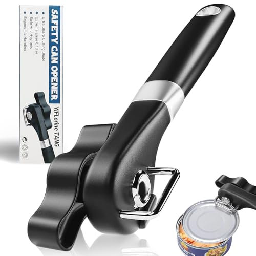 Abrelatas Manual de Acero Inoxidable con Mango Sin Bordes Afilados, Abrebotellas de Seguridad Profesional para Cocina y Restaurante