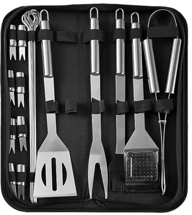 Set di Utensili per Barbecue in Acciaio Inossidabile, Multifunzionale, Combinazione per Esterni, Accessori per Barbecue da Campeggio