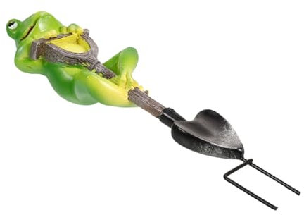 CANIGHT Frosch Statue Aus Resin Für Garten Und Haus Dekorative Gartenfigur Mit Schaufel Realistische Frosch Skulptur Für Innen Und Außen Charmante Deko Für Terrasse Und Rasen