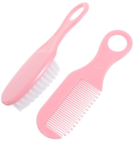 Vaguelly 1uppsättning Babyborste Och Kammkit För Nyfödda Massageborste Och Kamm Med Skrivbordsdesign Rosa Skonsam Mot Hår Och Främjar Blodcirkulation
