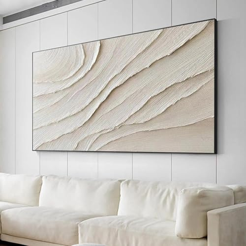 Canvastavlor Beige Vit Abstrakt Målning Vit Målning Minimalistisk Canvastavla Vit Konst Neutral Väggdekoration 60x120cm Ramlös