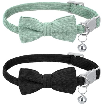2 Stück Katzenhalsband Weiches Halsband für Kleine Katzen Glöckchen Fliege