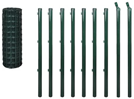 Clôture euro en acier - 10 x 1,5 m - Vert - Barrière stable pour jardin, construction et industrie - Résistant aux intempéries et durable - Montage facile