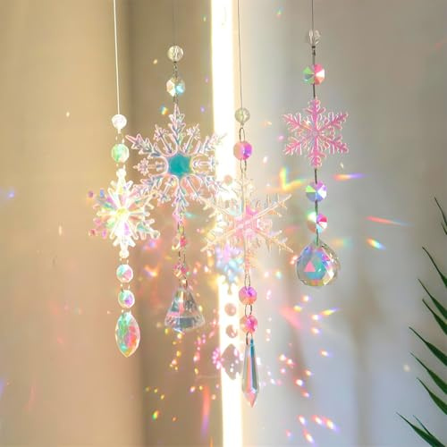 4 Pièces Attrape-Soleil en Cristal à Suspendre Décoration Fenêtre avec Reflets Lumineux pour Maison Jardin Fêtes