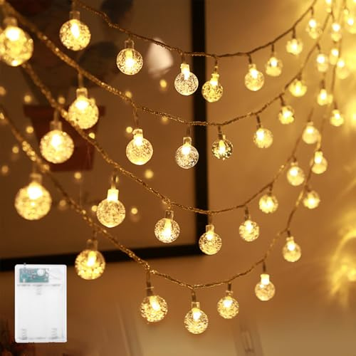 Kaleora LED Lichterkette Kristallkugeln, 2,3cm Kugeln, 3M 20 LED Lichterkette Kugeln Batteriebetrieben, Warmweiß Kristall Globe Lichterketten für Weihnachten, Hochzeit, Zimmer, Party