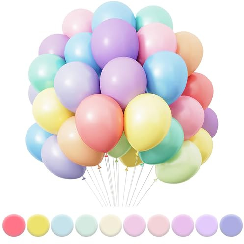 ot de 100 ballons pastel de 25 cm pour décoration d'anniversaire, de mariage, de fête, (Pastel)