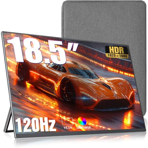 18.5 inch portable monitor+ Sleeve 1080P high-definition wide viewing angle built-in speaker, lightweight portable computer, game console, secondary screen suitable for Switch/PS5/laptop expansion