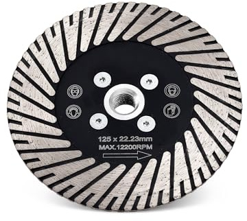 Casaverde Diamant-Turbotrennscheibe 125mm,Stein-Schneidscheibe zum Schneiden und Schleifen von Granit,Quarz und Quarzit,mit M14-Flansch