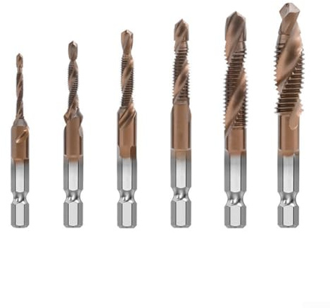 CYRENT Set di 6 punte da trapano M35 al cobalto per acciaio inossidabile, metalli temprati, ghisa, titanio, bronzo e alluminio, con custodia