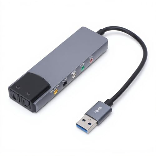 Topiky Adaptateur USB de Carte Son Externe de Réduction du Bruit pour 98 ME 2000 XP 7 8, 5.1 7.1, Prise en Charge des Canaux pour TV/PC, Matériau en Alliage D'aluminium